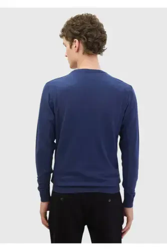Indigo Jacquard-Knit Wool-Blend Sweater - 5