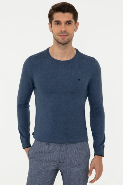 Indigo Melange Men's Sweater - 1