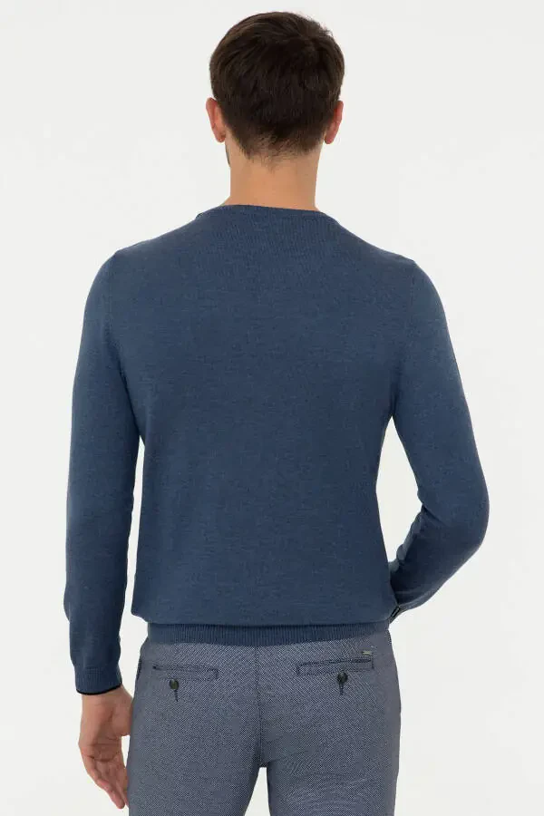 Indigo Melange Men's Sweater - 4