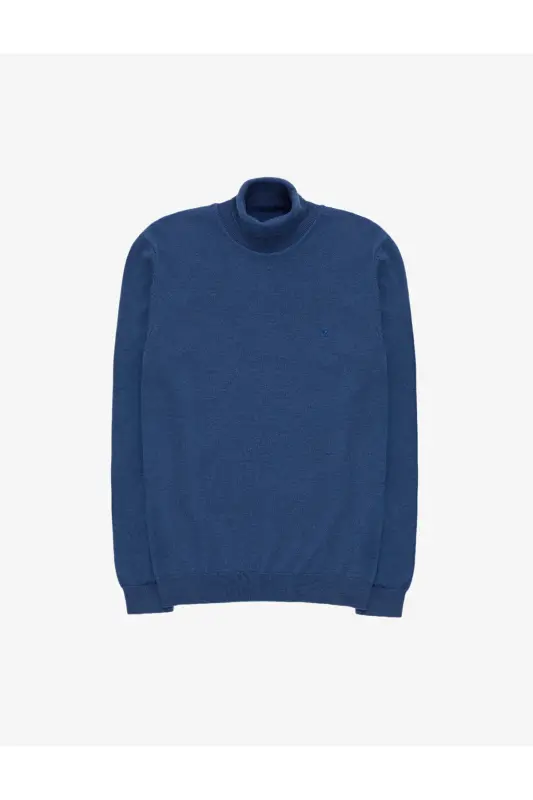 İndigo Melanj Slim Fit Balıkçı Yaka Basic Triko Kazak 50314202-VR155 - İndigo Melanj - 7