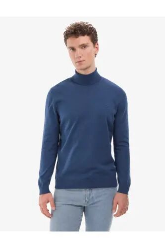İndigo Melanj Slim Fit Balıkçı Yaka Basic Triko Kazak 50314202-VR155 - İndigo Melanj - Pierre Cardin (1)