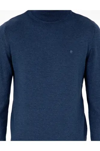 İndigo Melanj Slim Fit Yarım Balıkçı Yaka Basic Triko Kazak 50296614-VR155 - İndigo Melanj - 6