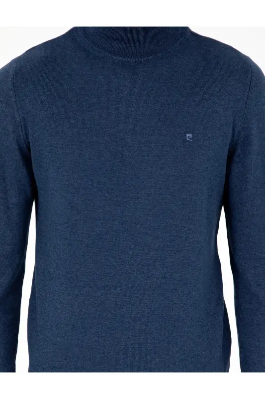 İndigo Melanj Slim Fit Yarım Balıkçı Yaka Basic Triko Kazak 50296614-VR155 - İndigo Melanj - 6