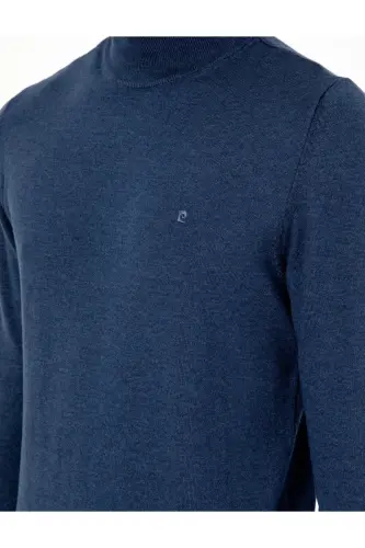 İndigo Melanj Slim Fit Yarım Balıkçı Yaka Basic Triko Kazak 50296614-VR155 - İndigo Melanj - 7