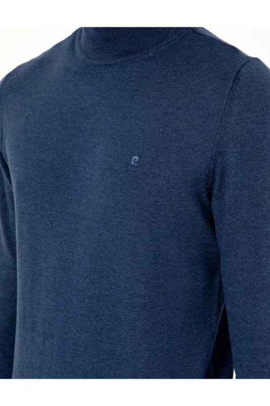 İndigo Melanj Slim Fit Yarım Balıkçı Yaka Basic Triko Kazak 50296614-VR155 - İndigo Melanj - 7
