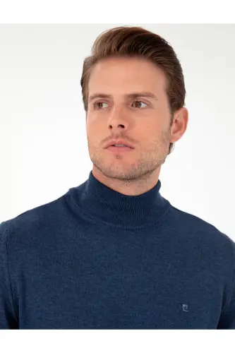 İndigo Melanj Slim Fit Yarım Balıkçı Yaka Basic Triko Kazak 50296614-VR155 - İndigo Melanj - Pierre Cardin (1)