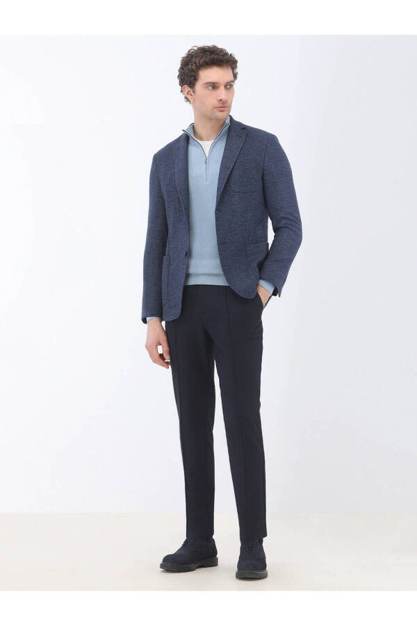 Indigo Micro Regular Fit Wool Blend Jacket - 4