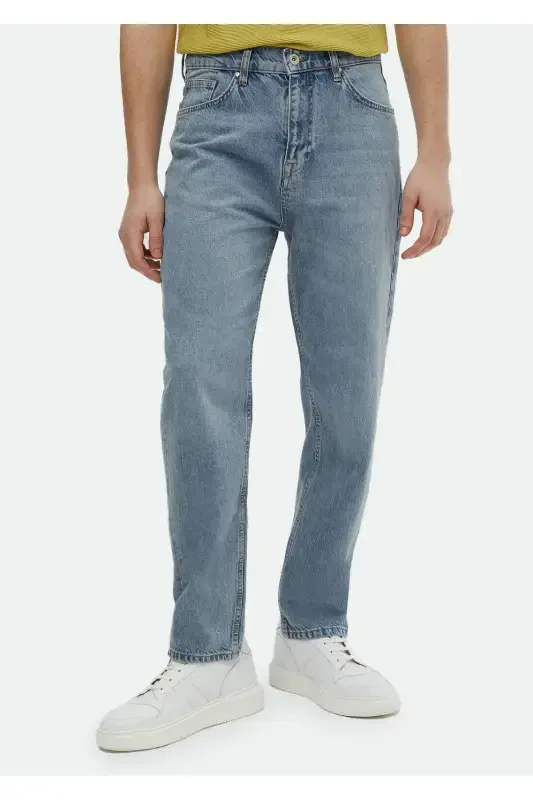 Indigo Plain Denim Cotton Blend Trousers - 2