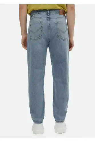 Indigo Plain Denim Cotton Blend Trousers - 4