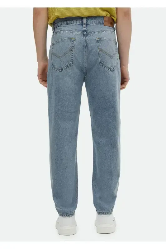 Indigo Plain Denim Cotton Blend Trousers - 4