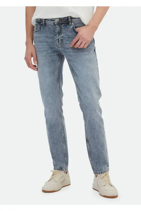 Indigo rangli oddiy kesimli denim paxta aralash shimli shim - 2