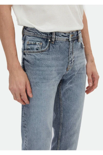 Indigo rangli oddiy kesimli denim paxta aralash shimli shim - 3