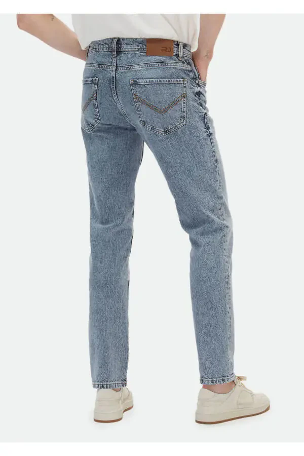 Indigo rangli oddiy kesimli denim paxta aralash shimli shim - 4