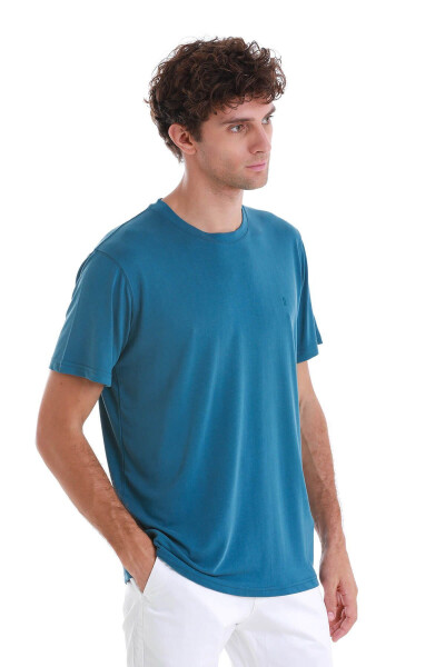 indigo Regular Fit Düz Bisiklet Yaka Triko Tişört- - 3