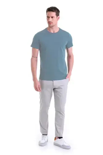 Indigo Regular Fit Düz 100% Paxta Velosiped Yoqali Футболка-indigo - HATEMOĞLU (1)