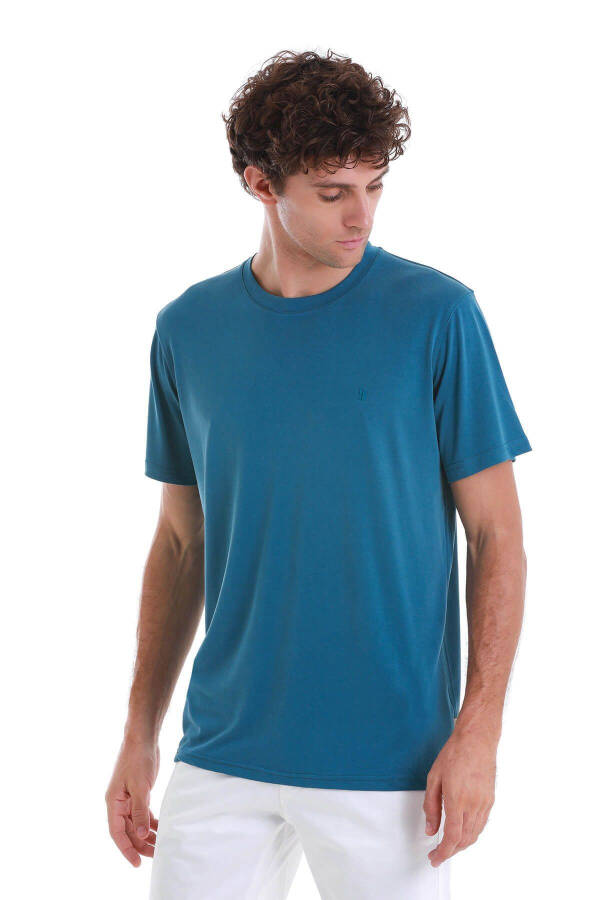 indigo Regular Fit Düz Bisiklet Yaka Triko Tişört- - 4