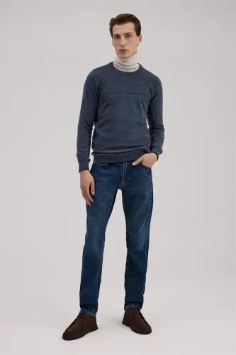 Indigo Slim Fit Crew Neck Knitwear 