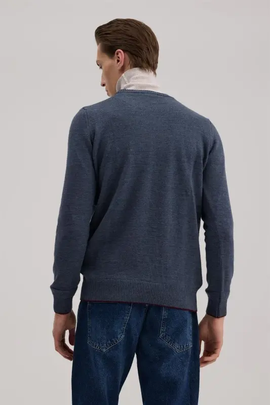Indigo Slim Fit Crew Neck Knitwear - 4
