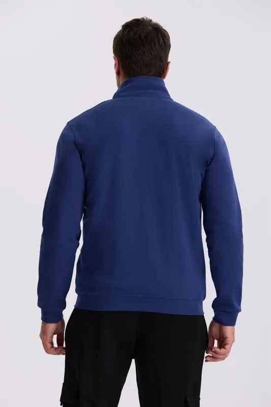 İndigo Slim Fit Fermuarlı Pamuklu Likralı Eşofman Üstü - 4