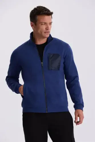 Indigo Slim Fit Fermuarlı Paxta-Laykra Svitşört - 2