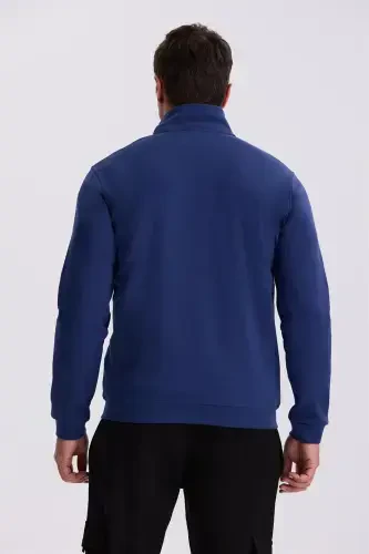 Indigo Slim Fit Молния Из хлопка-лайкры Толстовка с карманом кенгуру - 4