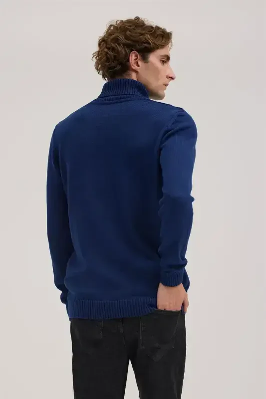 Indigo Slim Fit naqshli to'liq balıkçı yoqali triko - 4