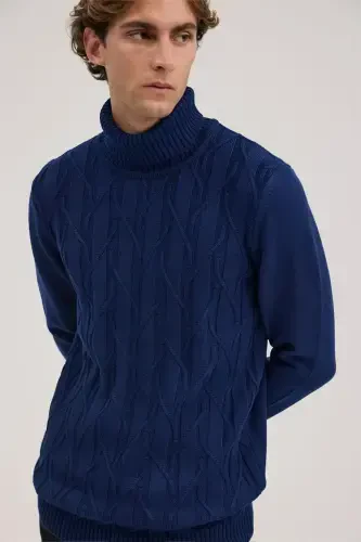 Индиго Slim Fit С узором Трико с высоким воротником - 3