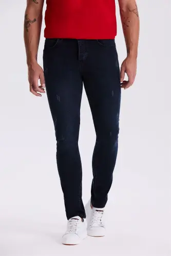 Indigo Slim Fit so'ygan paxta jinsi shim - JAKAMEN (1)