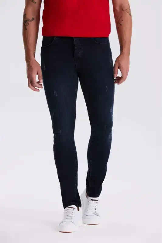 Indigo Slim Fit so'ygan paxta jinsi shim - 2