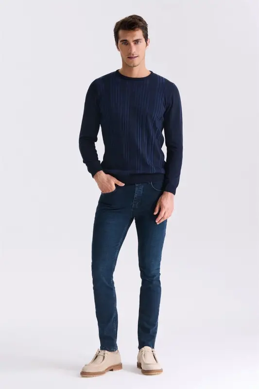 Indigo Slim Fit Tayanchali Naqshli Trikotaj Kozok - 2