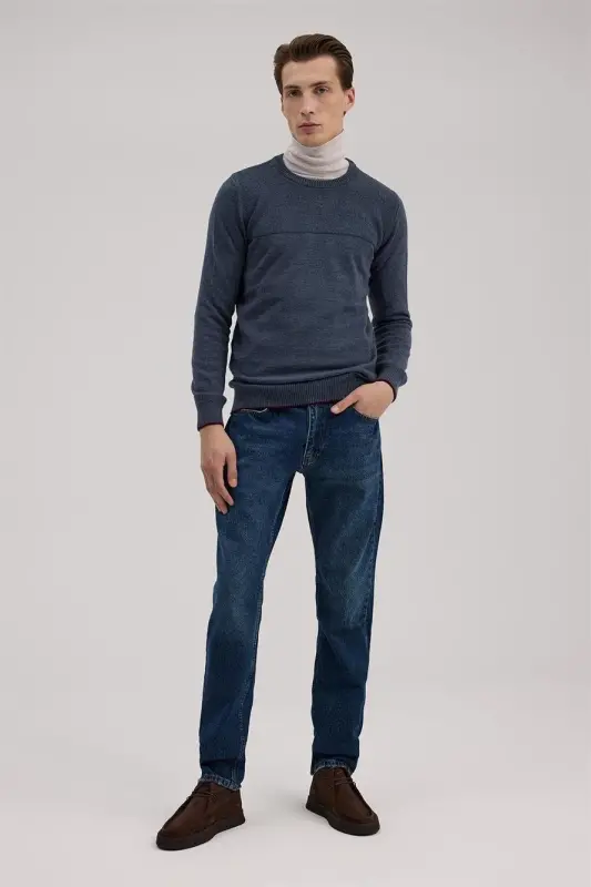 Indigo Slim Fit Velosiped Yoqali Trikotaj - JAKAMEN