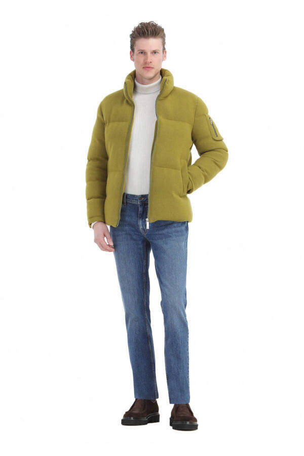 Indigo tek rangli regular fit denim paxta aralash shimli shim - 2