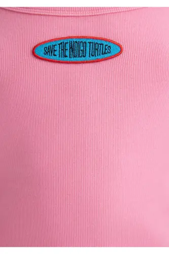 İndigo Turtles Baskılı Pembe Atlet Fitted / Vücuda Oturan Kesim 1613534-71028 - Pembe-71028 - 8