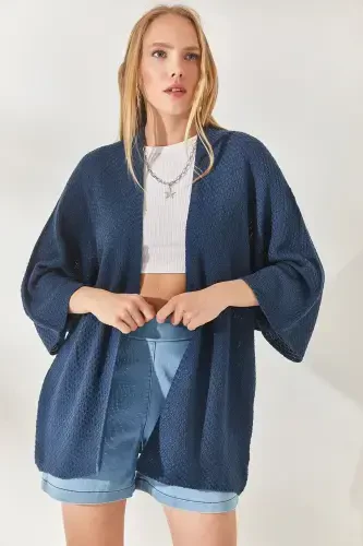 Indigo Yarasa Baharlık Hırka HRK-19000057-İndigo - OLALOOK (1)