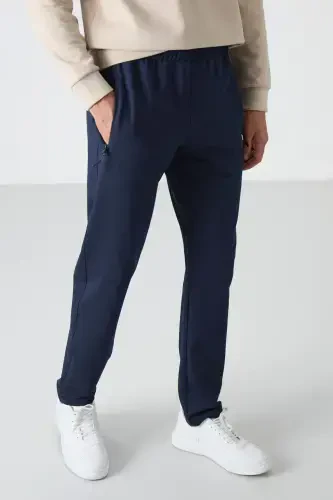 Indigo Zippered Three Pocket Slim Fit Classic Leg Men's Sweatpants - 84671-Indigo - TOMMY LIFE (1)