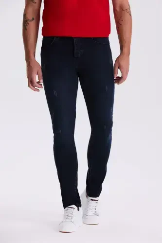 Индиговые узкие джинсы Slim Fit из хлопковой ткани - JAKAMEN (1)