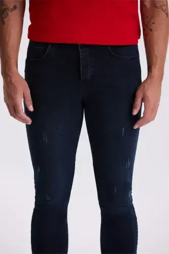 Индиговые узкие джинсы Slim Fit из хлопковой ткани - 3