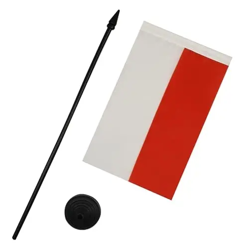 Indonesia Table Flag 4'' x 6'' - Indonesian Desk Flag 15 x 10 cm. - Black plastic stick and base - AZ FLAG - 3