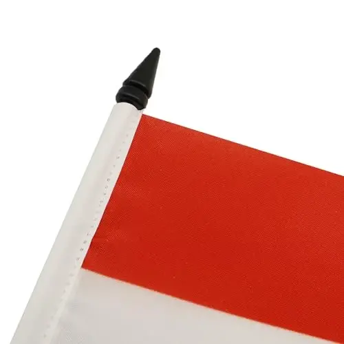 Indonesia Table Flag 4'' x 6'' - Indonesian Desk Flag 15 x 10 cm. - Black plastic stick and base - AZ FLAG - 4