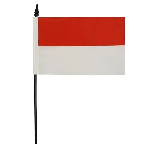 Indoneziya stol bayrog'i 4'' x 6'' - Indoneziya stol bayrog'i 15 x 10 sm. - Qora plastik tayoq va asos - AZ FLAG - 1