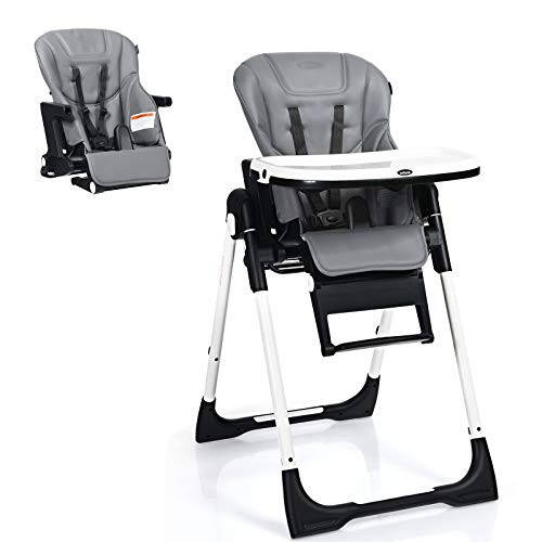 INFANS 4 in 1 High Chair–Booster Seat, Convertible Highchair w/Adjustable Height and Recline,Removable Tray,Detachable Cushion, Installation-Free,Simple Fold for Baby, Infant& Toddler - 31