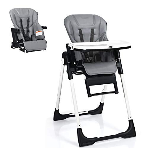 INFANS 4 in 1 High Chair–Booster Seat, Convertible Highchair w/Adjustable Height and Recline,Removable Tray,Detachable Cushion, Installation-Free,Simple Fold for Baby, Infant& Toddler - 19