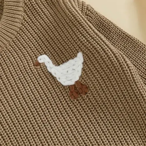 Infant Baby Boy Girl Knit Sweater Rooster Goose Embroidery Crew Neck Long Sleeve Pullover Knit Shirt Winter Clothes - 6
