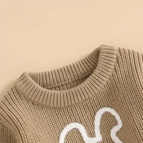 Infant Baby Boy Girl Knit Sweater Rooster Goose Embroidery Crew Neck Long Sleeve Pullover Knit Shirt Winter Clothes - 3