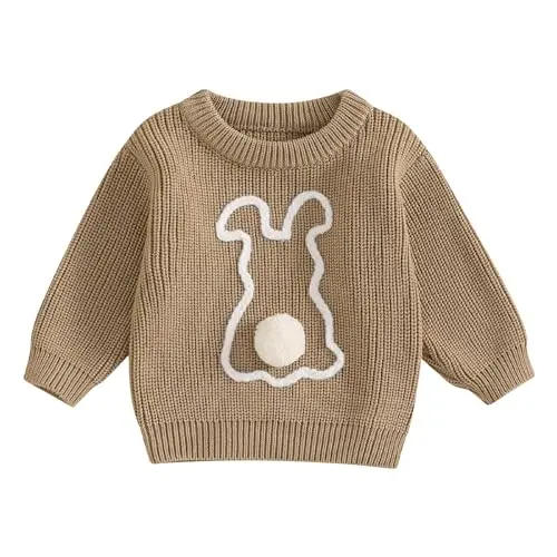 Infant Baby Boy Girl Knit Sweater Rooster Goose Embroidery Crew Neck Long Sleeve Pullover Knit Shirt Winter Clothes - INFANT