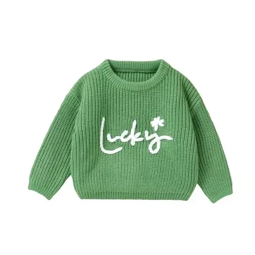 Infant Baby Boy Girl Knit Sweater Rooster Goose Embroidery Crew Neck Long Sleeve Pullover Knit Shirt Winter Clothes - INFANT