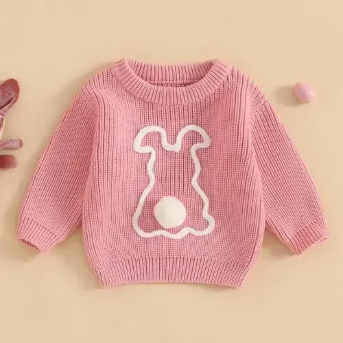 Infant Baby Boy Girl Knit Sweater Rooster Goose Embroidery Crew Neck Long Sleeve Pullover Knit Shirt Winter Clothes - 3