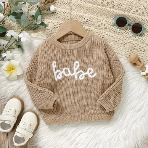 Infant Baby Boy Girl Knit Sweater Rooster Goose Embroidery Crew Neck Long Sleeve Pullover Knit Shirt Winter Clothes - 3