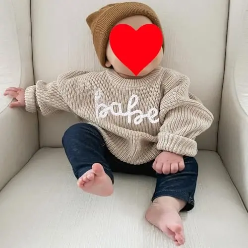 Infant Baby Boy Girl Knit Sweater Rooster Goose Embroidery Crew Neck Long Sleeve Pullover Knit Shirt Winter Clothes - INFANT (1)