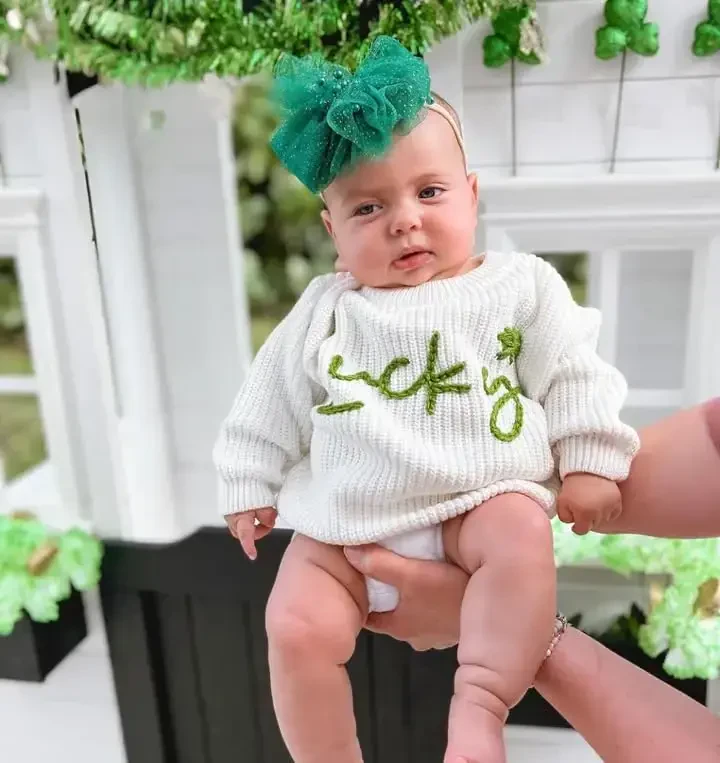 Infant Baby Boy Girl Knit Sweater Rooster Goose Embroidery Crew Neck Long Sleeve Pullover Knit Shirt Winter Clothes - 2